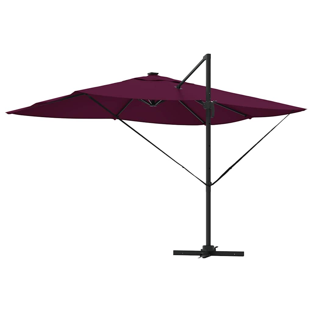 Parasoll med LED -remsljus Bordeaux Röd 352 x 251 x 265 cm