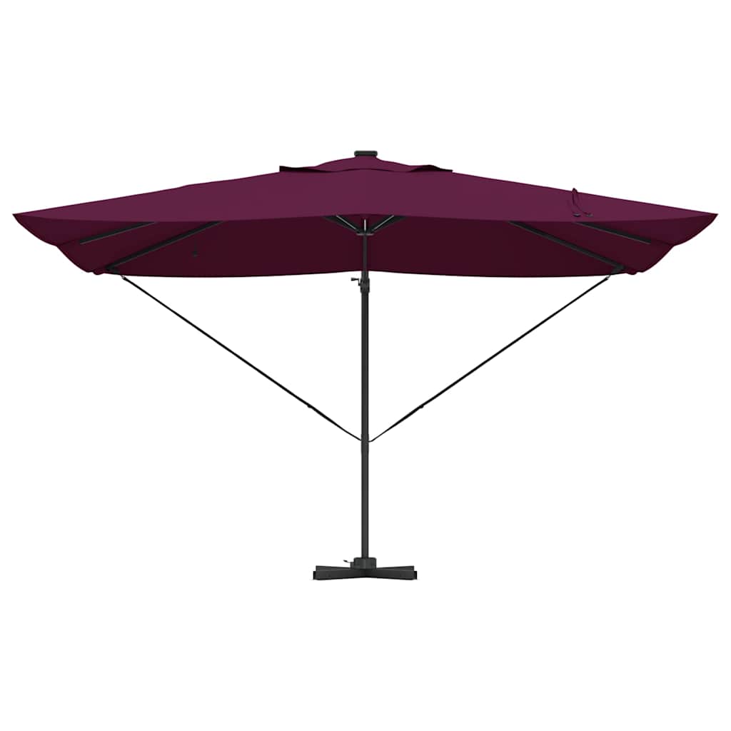 Parasoll med LED -remsljus Bordeaux Röd 352 x 251 x 265 cm