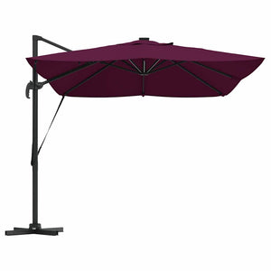 Parasoll med LED -remsljus Bordeaux Röd 352 x 251 x 265 cm