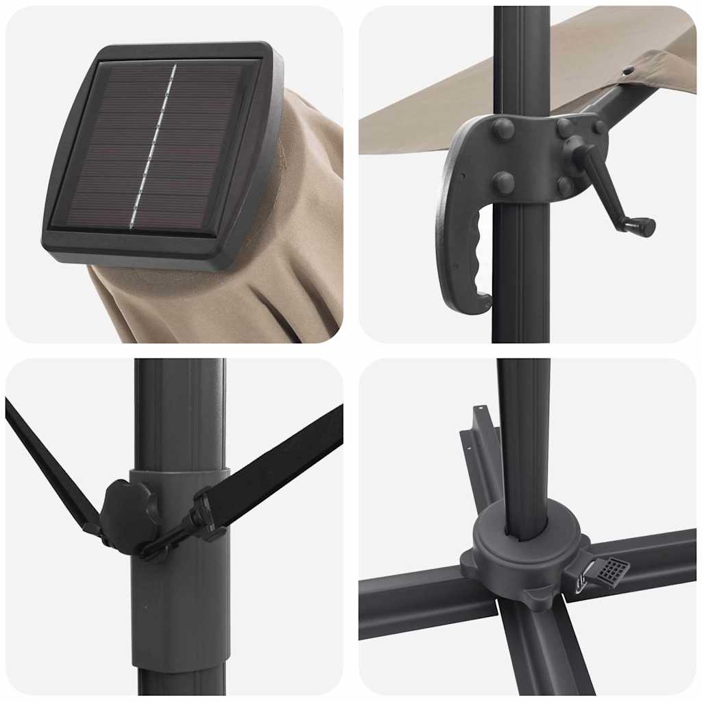 Roma Parasol Taupe 286 x 284 x 270 cm Aluminium och Polyester