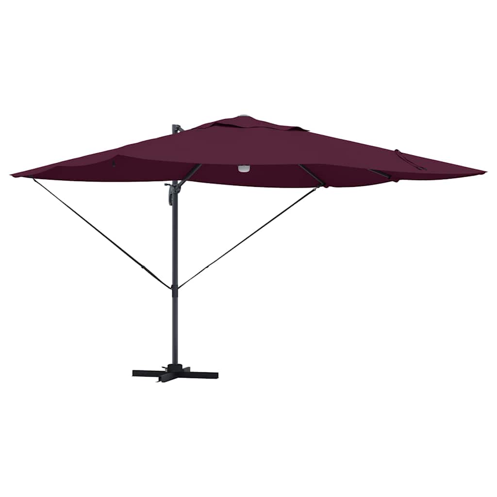 Parasoll med LED -remsljus Bordeaux Röd 351 x 250 x 253 cm