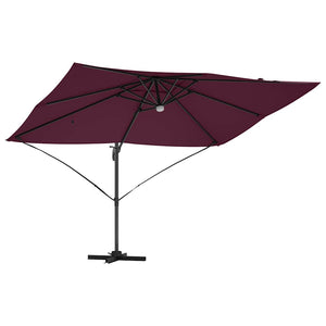 Parasoll med LED -remsljus Bordeaux Röd 351 x 250 x 253 cm