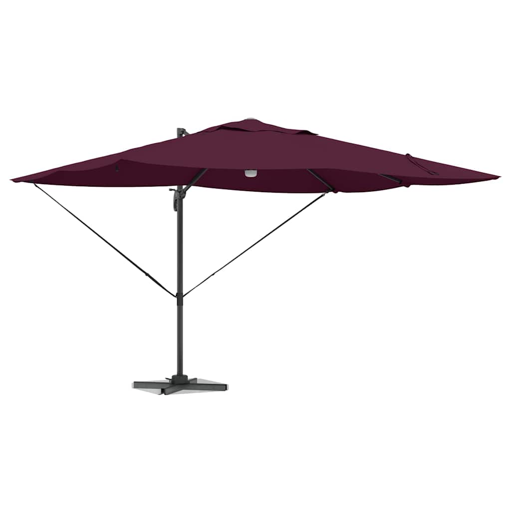 Parasoll med LED -remsljus Bordeaux Röd 351 x 250 x 253 cm