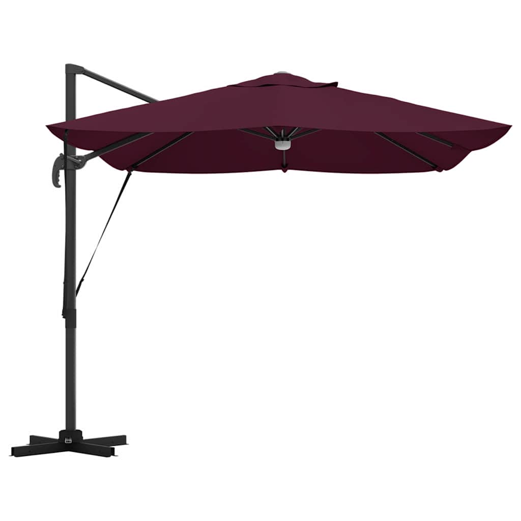 Parasoll med LED -remsljus Bordeaux Röd 351 x 250 x 253 cm