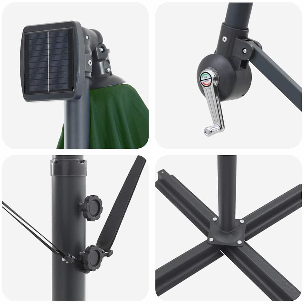 Cantilever bananparasol Grön 249 x 249 x 250 cm