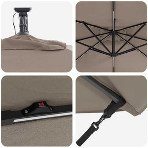 Cantilever bananparasol Taupe 249 x 249 x 250 cm
