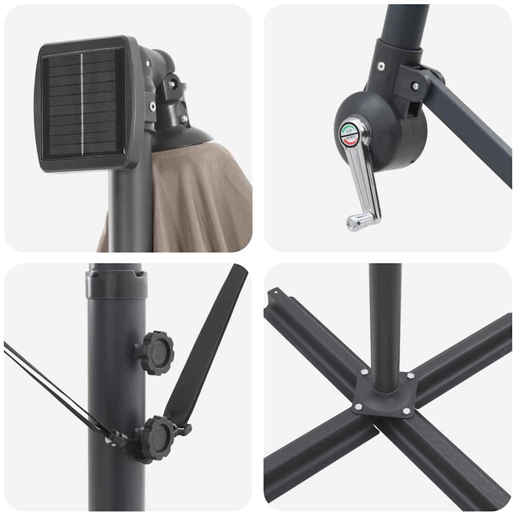 Cantilever bananparasol Taupe 249 x 249 x 250 cm