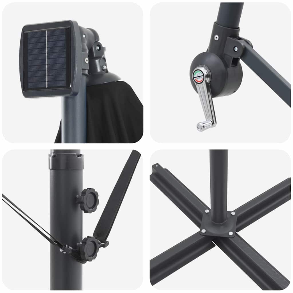 Cantilever bananparasol Svart 249 x 249 x 250 cm