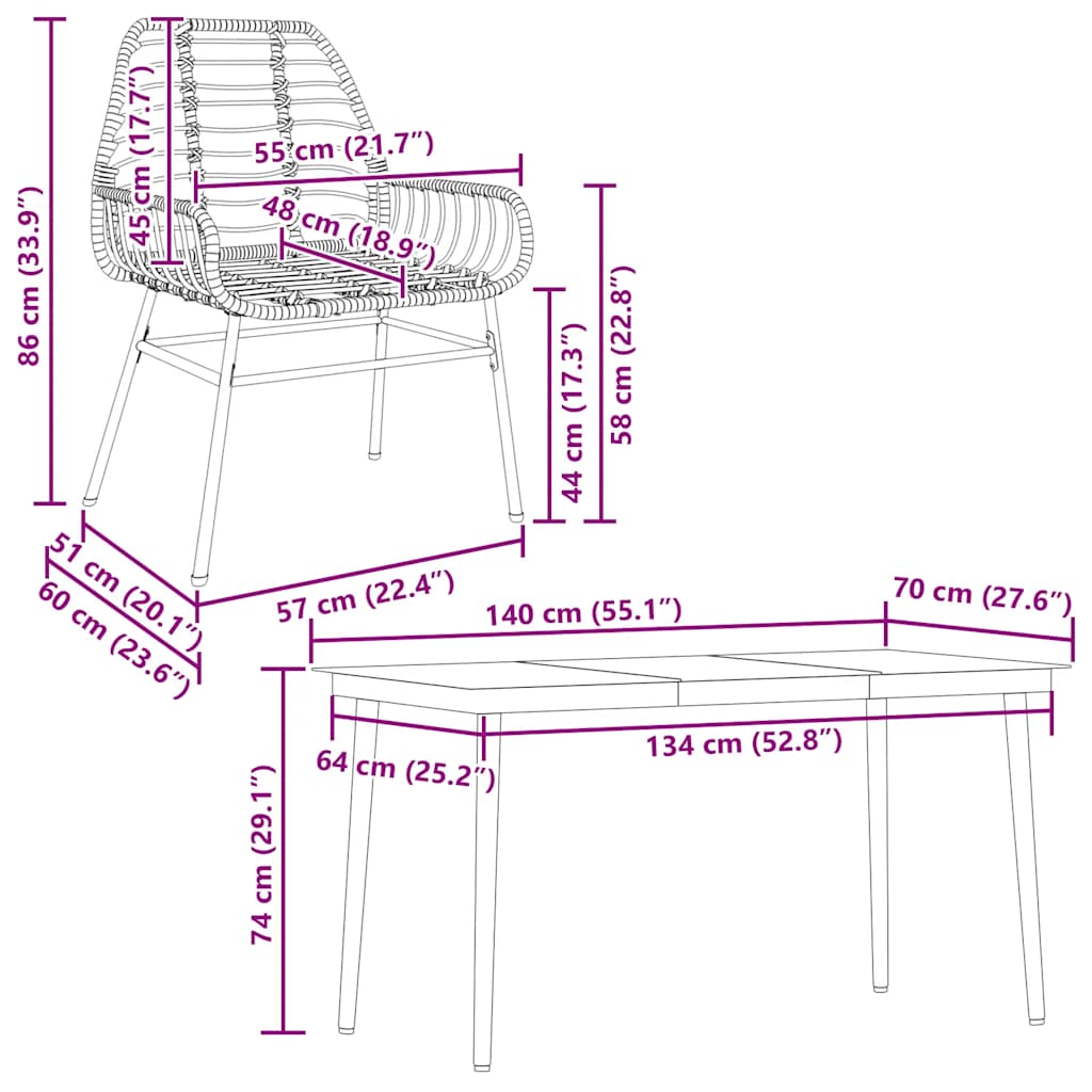 Matgrupp för trädgården 5 delar svart polyrotting glas