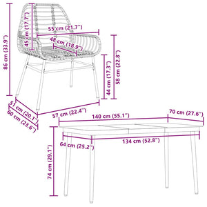 Matgrupp för trädgården 5 delar svart polyrotting glas