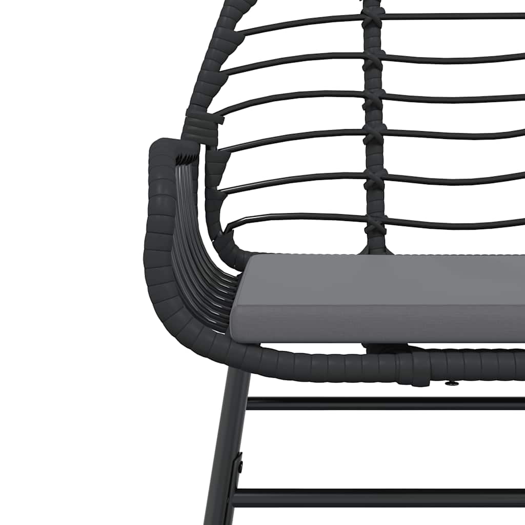 Matgrupp för trädgård med dynor 9 delar svart polyrotting glas