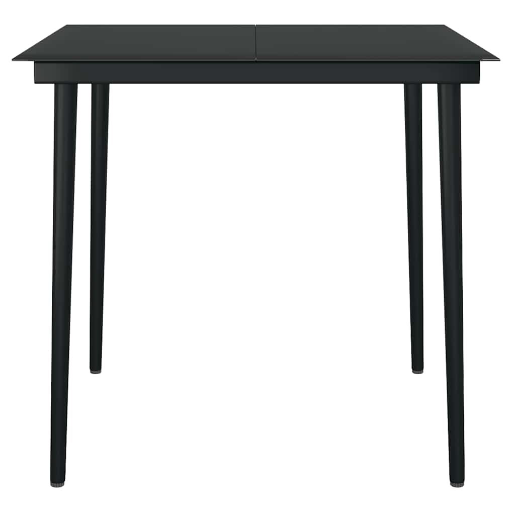 Matgrupp för trädgården 3 delar svart konstrotting och glas