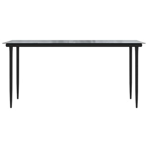 Matgrupp för trädgård med dynor 7 delar svart polyrotting glas