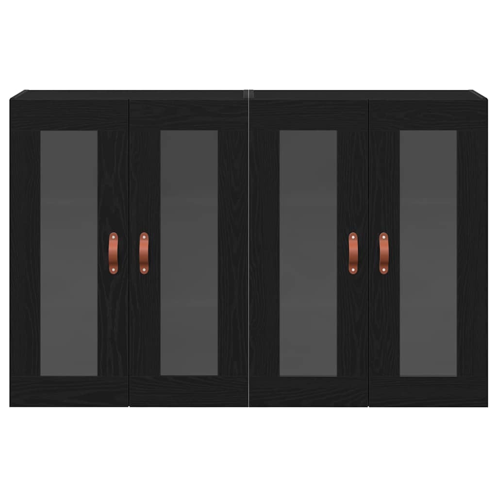 Väggskåp 2 pcs Svart Ek 69,5 x 34 x 90 cm Konstruerat trä