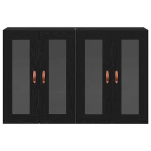Väggskåp 2 pcs Svart Ek 69,5 x 34 x 90 cm Konstruerat trä