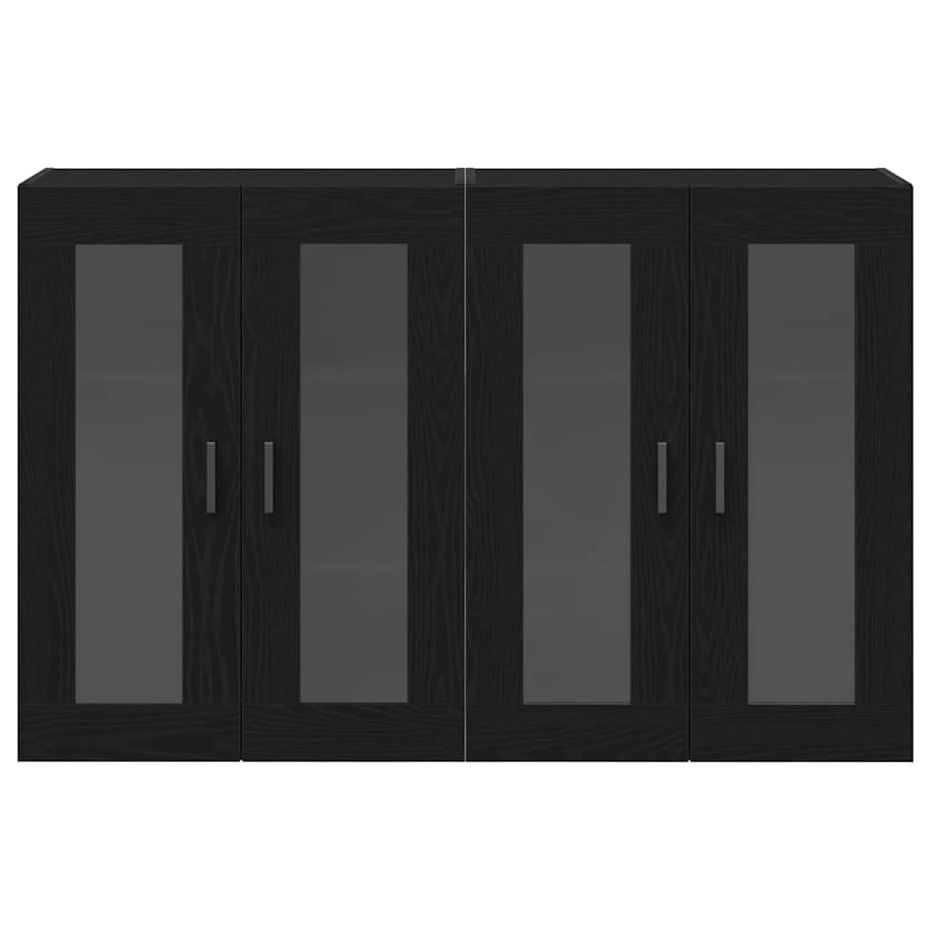 Väggskåp 2 pcs Svart Ek 69,5 x 34 x 90 cm Konstruerat trä