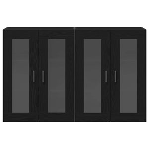 Väggskåp 2 pcs Svart Ek 69,5 x 34 x 90 cm Konstruerat trä