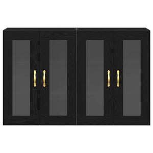 Väggskåp 2 pcs Svart Ek 69,5 x 34 x 90 cm Konstruerat trä