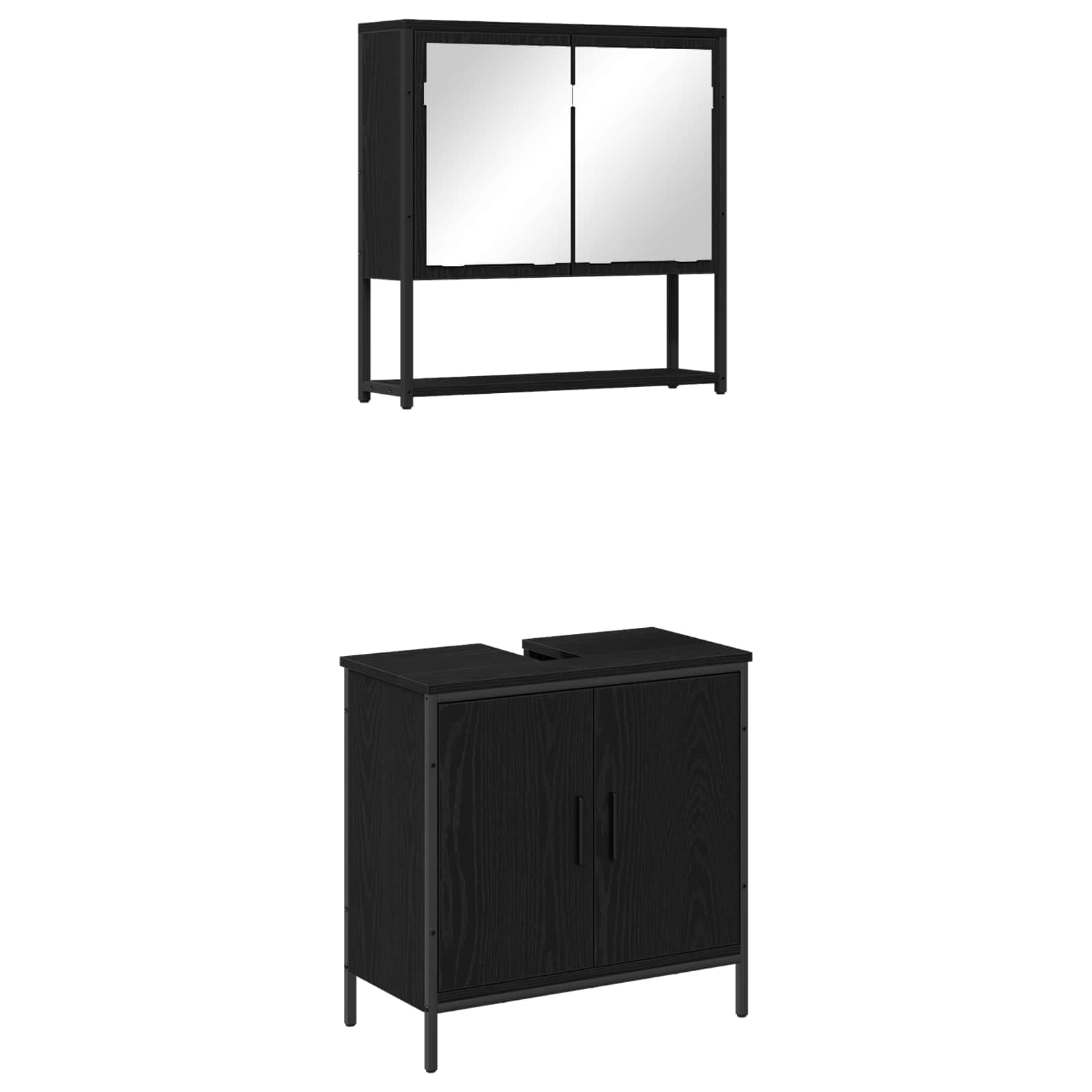 Badrumsmöbelset 2 st Svart 60 x 30 x 60 cm Konstruerat trä