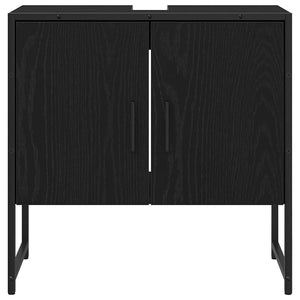 Badrumsmöbelset med hylla med dörr 4 pcs Svart Konstruerat trä