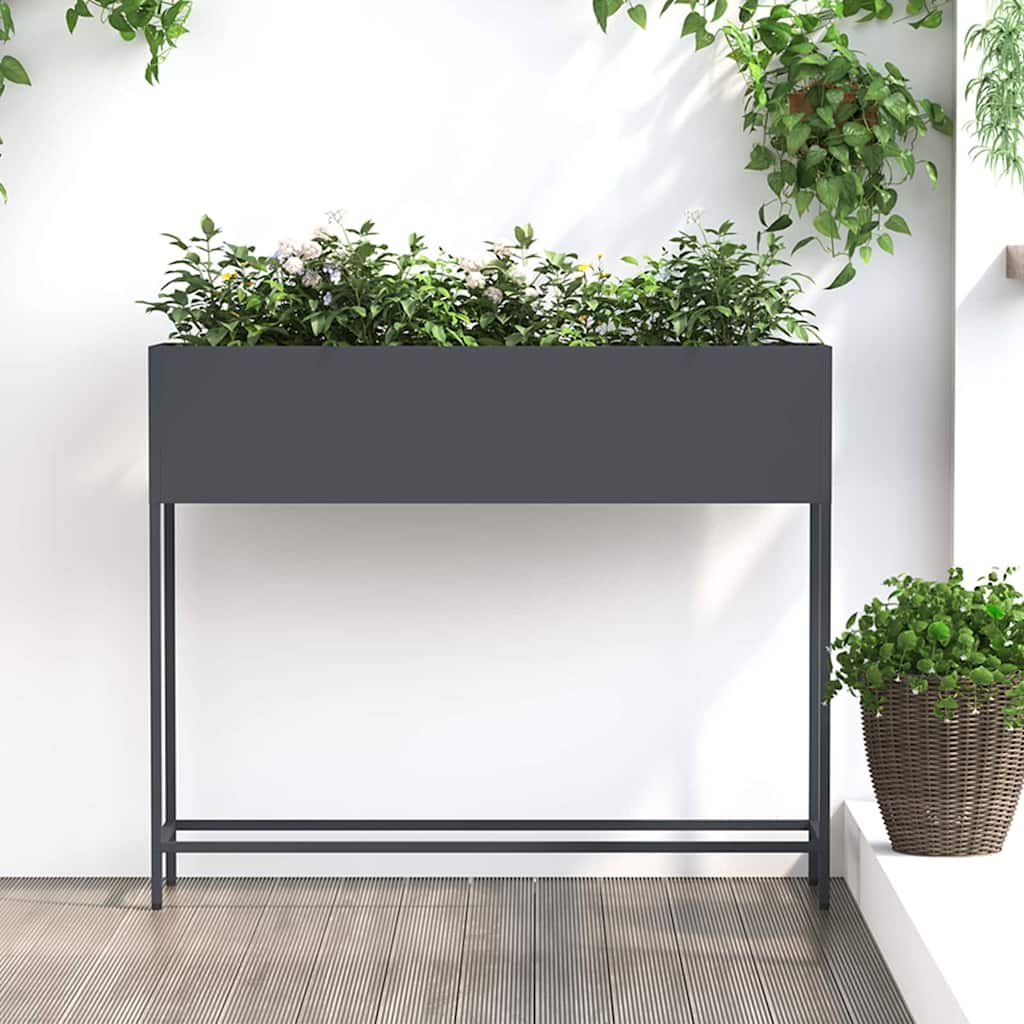 Höjdträdgårdsplanterare Antracit 100 x 26 x 82 cm Stål