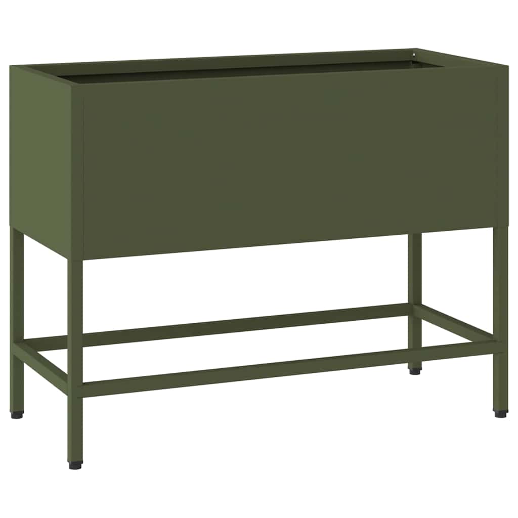 Höjdträdgårdsplanterare Olivgrön 60 x 26 x 45 cm Stål