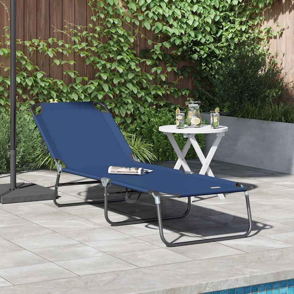 Hopfällbar solstol Blå 188 x 57 x 86,5 cm Polyester