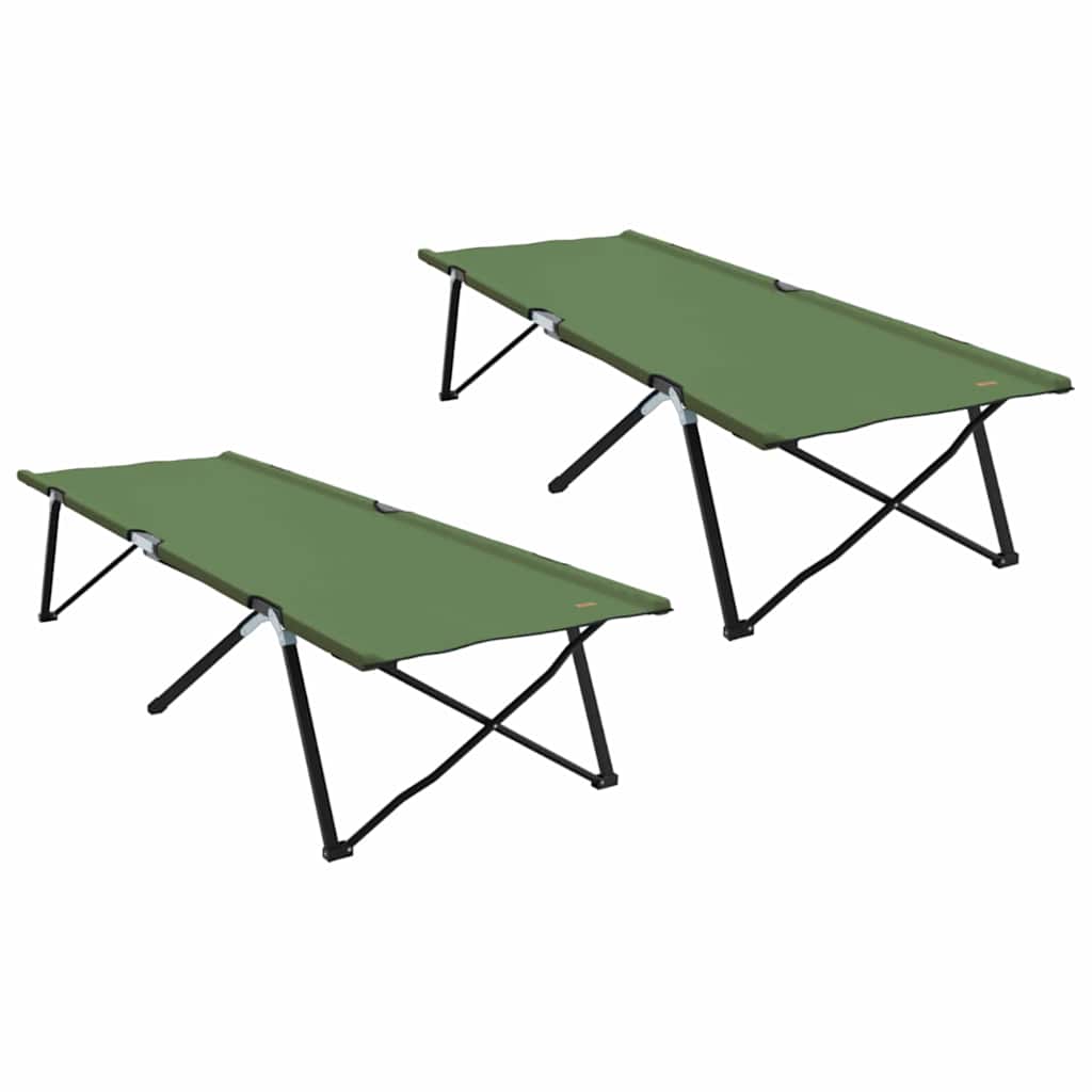Fällbar Camping Säng 2 st Grön 206 x 76 x 74 cm Oxford och Stål