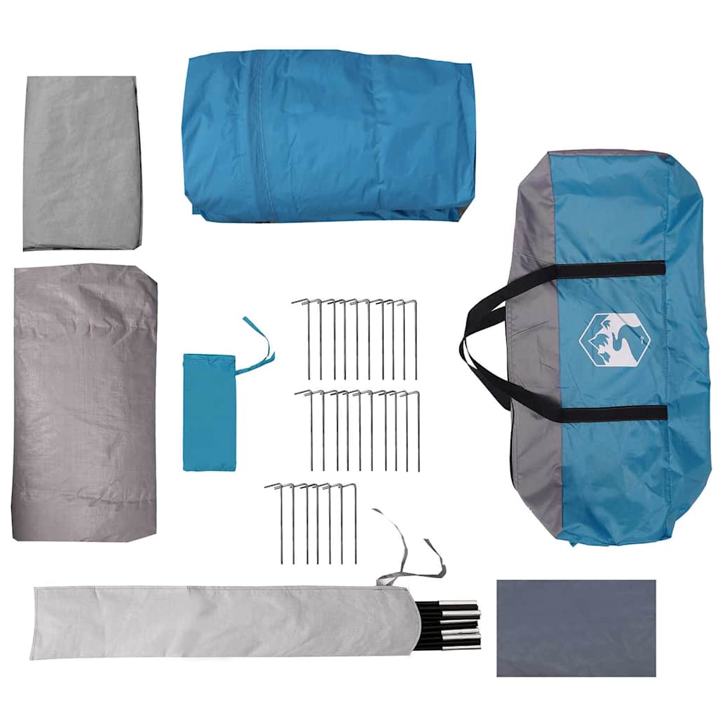 Tunneltält med tak med lagring Blå och grå 740 x 370 x 220 cm