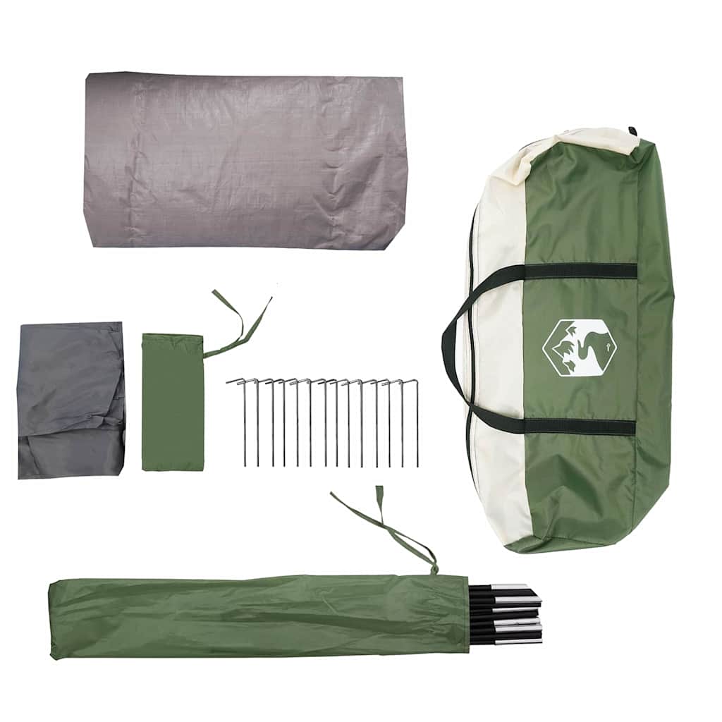 Tunneltält med tak med lagring Grön och Vit 318 x 275 x 140 cm