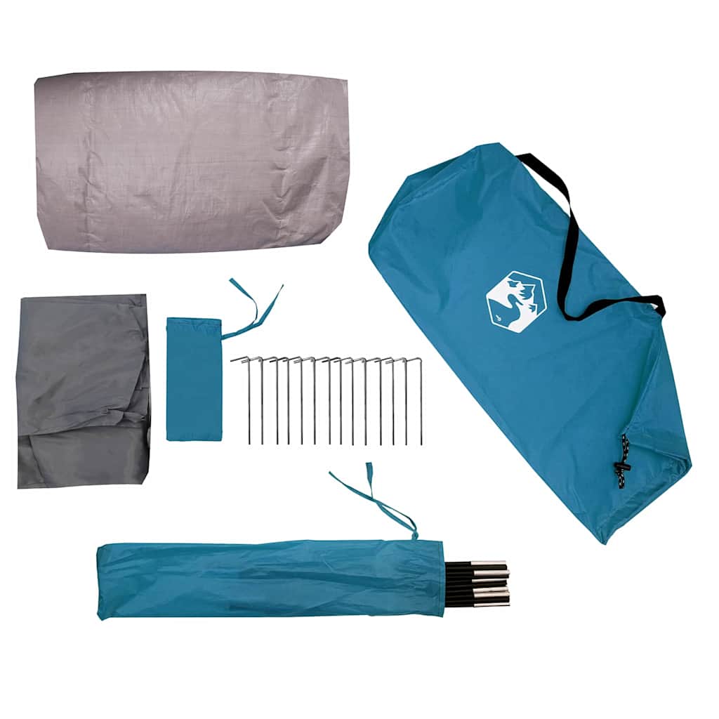 Tunneltält med tak med lagring Blå och grå 318 x 275 x 140 cm