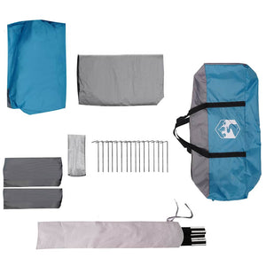 Familjetält med tak med lagring Blå och grå 460 x 430 x 214 cm