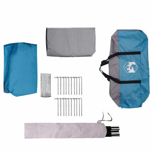 Familjetält med tak med lagring Blå och grå 324 x 255 x 230 cm