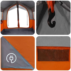 Familjetält med tak Grå och orange 324 x 255 x 230 cm