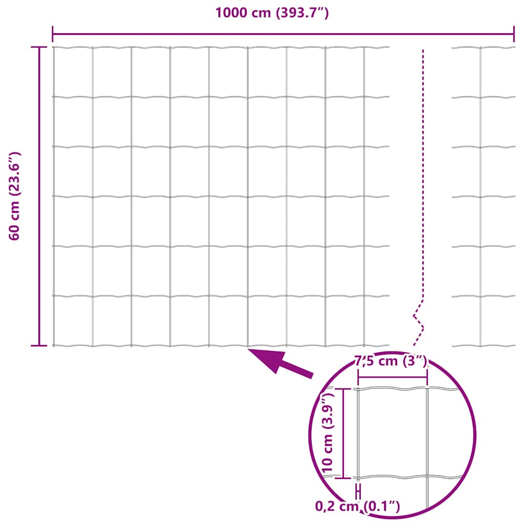 Eurogärdsel 0,6 x 10 m PVC-belagt järn