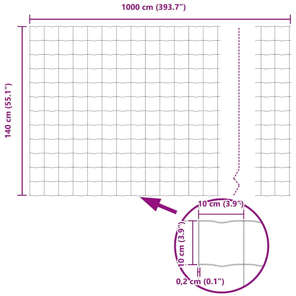Eurogärdsel 1,4 x 10 m PVC-belagt järn