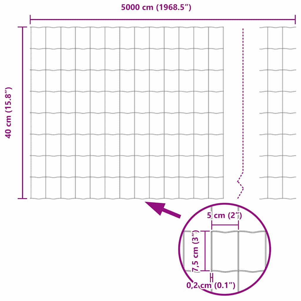Eurogärdsel 0,4 x 50 m PVC-belagt järn