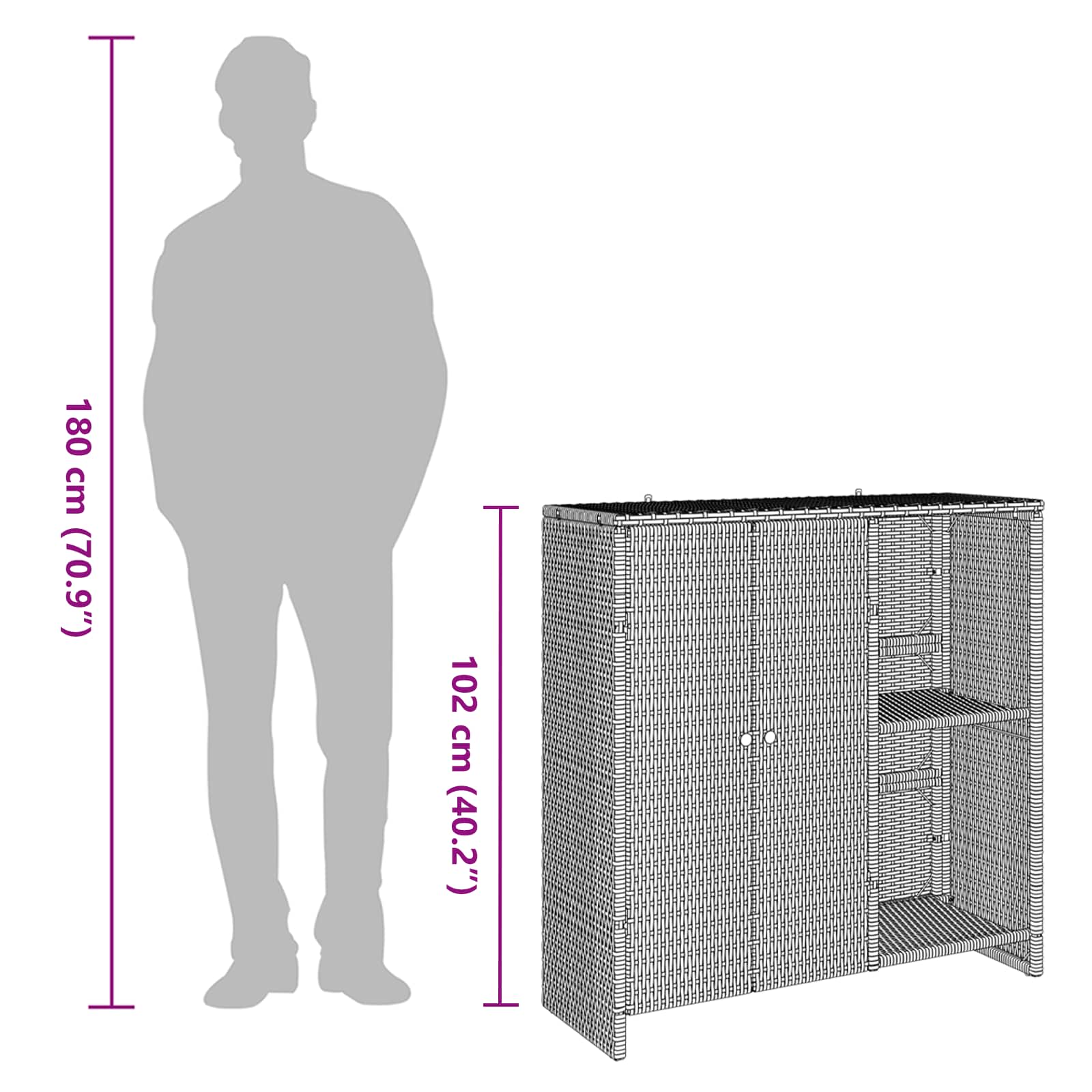 Förvaringsskåp med hylla Svart 100 x 36 x 102 cm Rotting