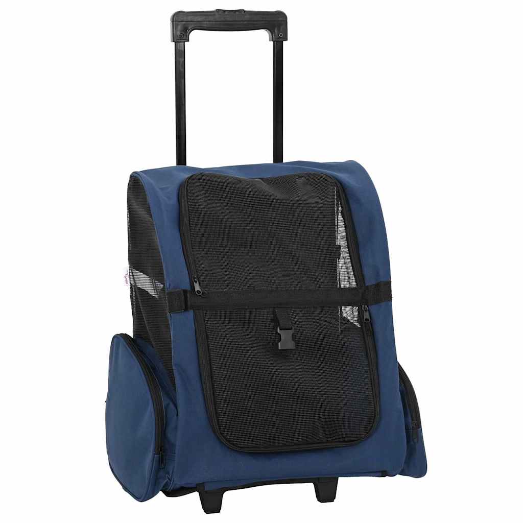 Husdjursvagn 3-i-1-design blå 48x32x(57-106) cm oxfordtyg