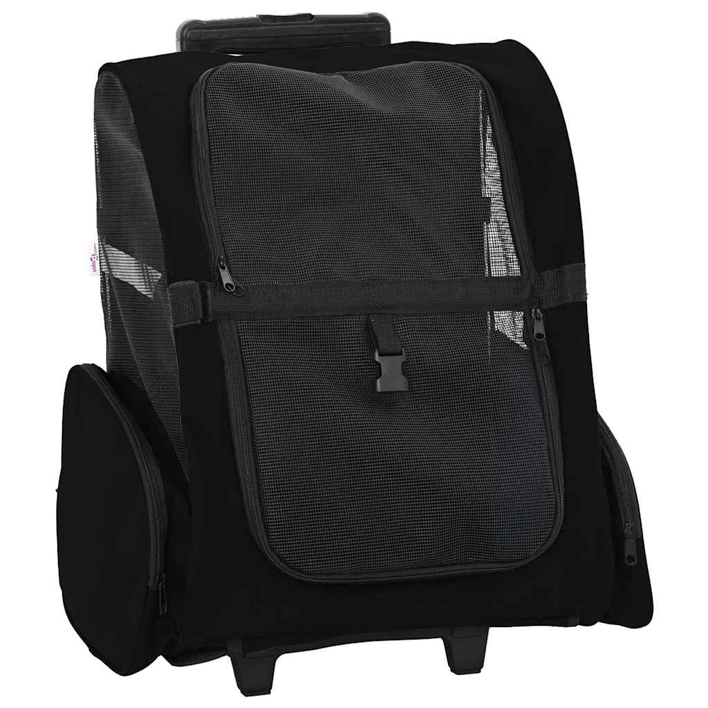 Husdjursvagn 3-i-1-design svart 48x32x(57-106) cm oxfordtyg