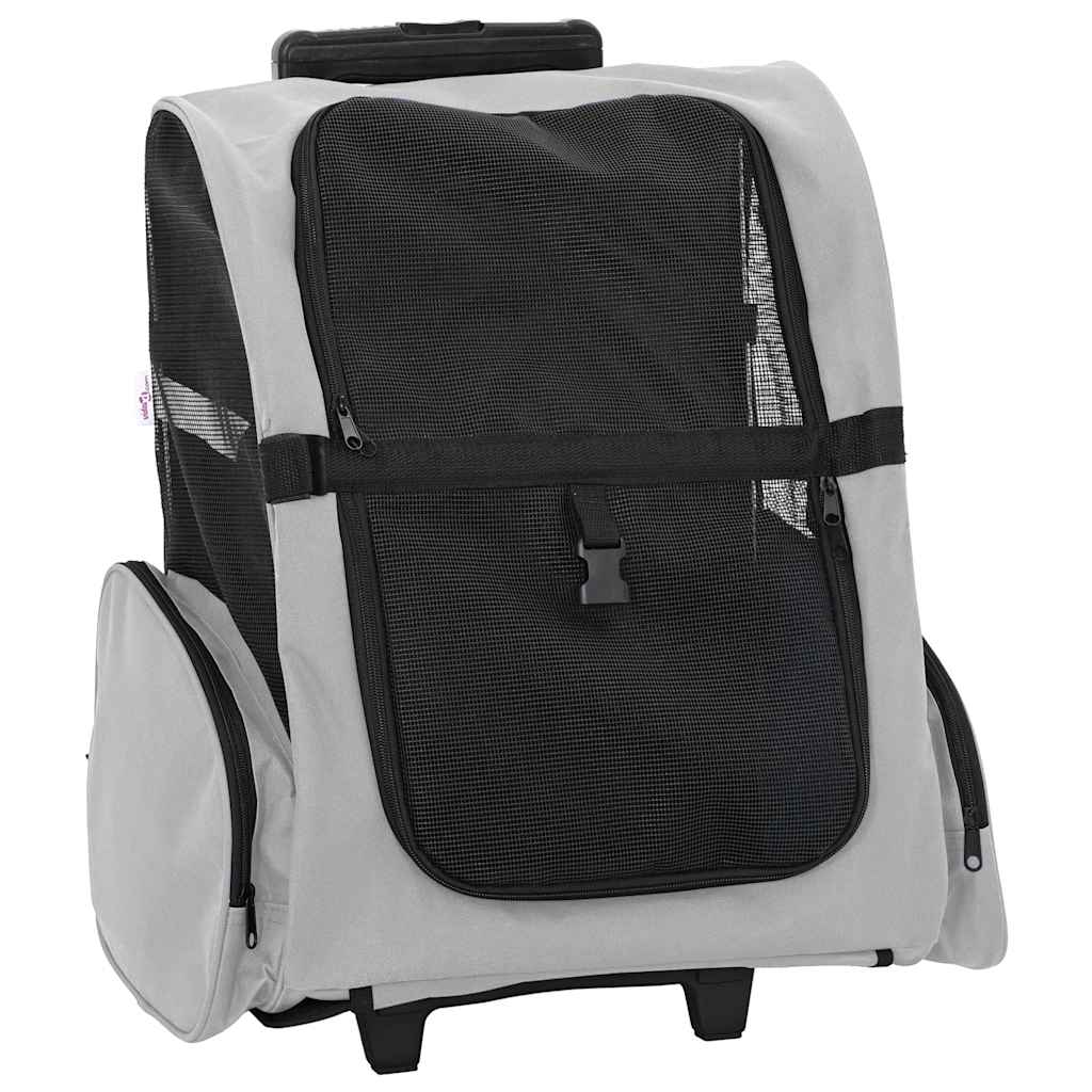 Husdjursvagn 3-i-1-design grå 48x32x(57-106) cm oxfordtyg