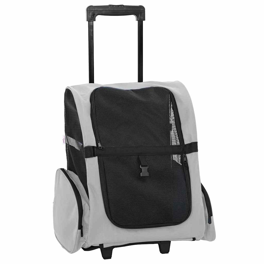 Husdjursvagn 3-i-1-design grå 48x32x(57-106) cm oxfordtyg
