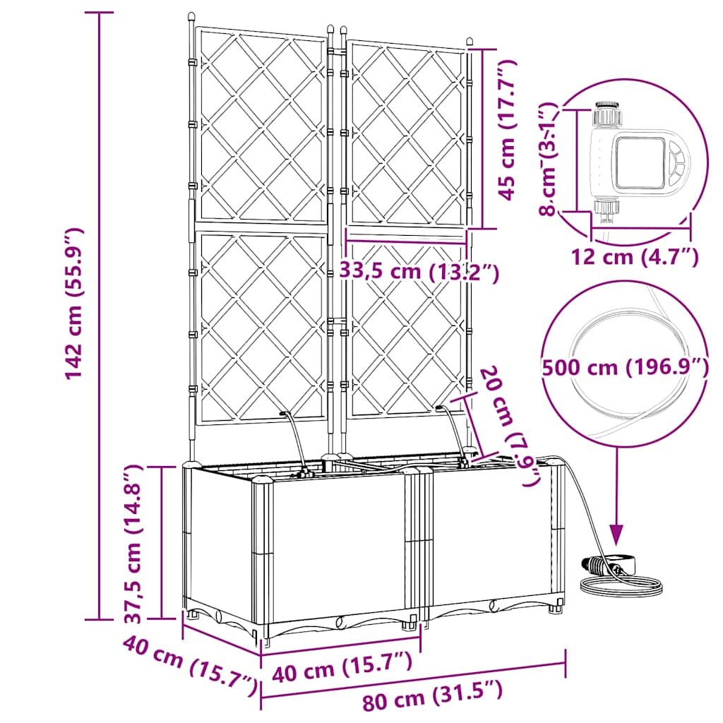 Trädgårdsplanterare 2 pcs Brun Stål