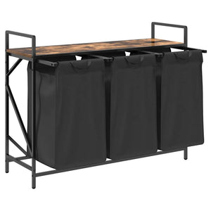 Tvättkorg 3 fack med hylla rökfärgad ek