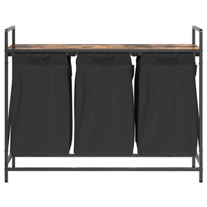 Tvättkorg 3 fack med hylla rökfärgad ek