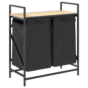 Tvättkorg 2 fack med hylla sonoma-ek