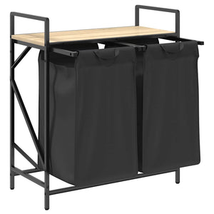 Tvättkorg 2 fack med hylla sonoma-ek