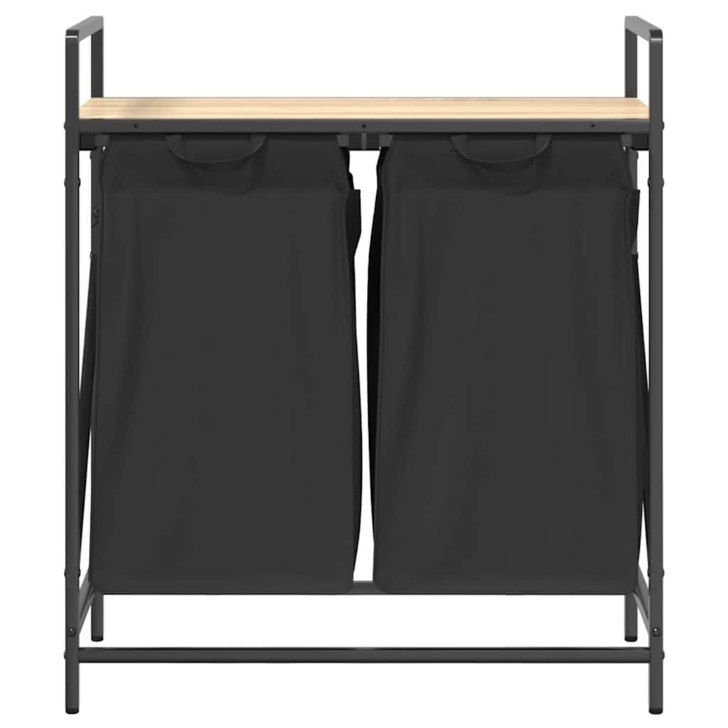 Tvättkorg 2 fack med hylla sonoma-ek