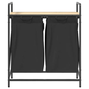 Tvättkorg 2 fack med hylla sonoma-ek