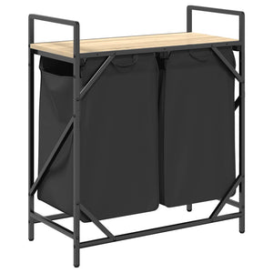 Tvättkorg 2 fack med hylla sonoma-ek